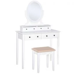 Coiffeuse en bois blanc par HomCom de 35,5 po