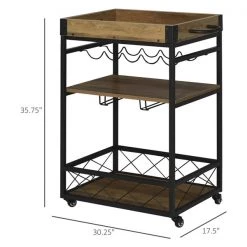 Chariot de cuisine HomCom avec base en métal noir et dessus en bois de 17,52 po x 30,31 po x 35,83 po -HOMCOM Soldes 2022 330936383 AlternateImage2 l