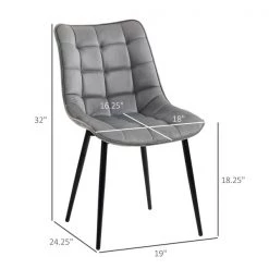 Chaise d'appoint contemporaine rembourrée par HomCom en polyester gris avec cadre en métal, ensemble de 2 -HOMCOM Soldes 2022 330936390 AlternateImage2 l