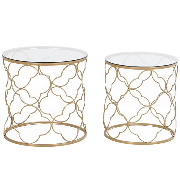 Table d'appoint or par HomCom, ensemble de 2 4 Table d'appoint or par HomCom, ensemble de 2 – Image 4