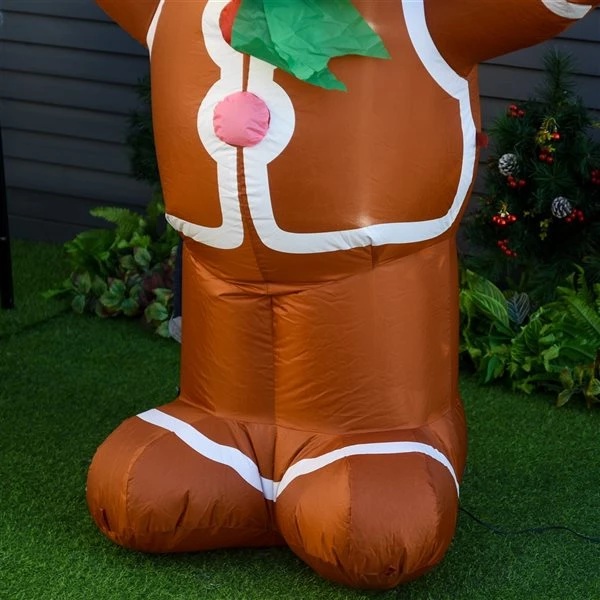 Bonhomme en pain d'épices de Noël gonflable avec DEL par HomCom de 72 po 4 Bonhomme en pain d'épices de Noël gonflable avec DEL par HomCom de 72 po – Image 4