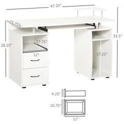 Bureau d'ordinateur moderne et contemporain HomCom blanc de 47,24 po -HOMCOM Soldes 2022 330936402 AlternateImage2 l