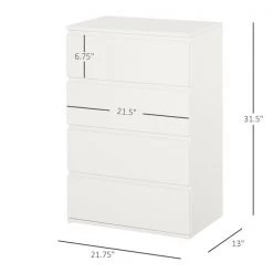 Commode standard HomCom à 4 tiroirs, blanc -HOMCOM Soldes 2022 330936406 AlternateImage2 l