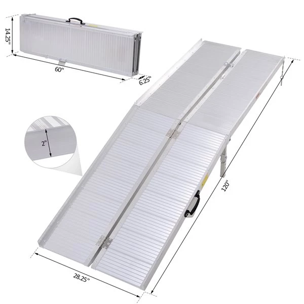 Rampe pour fauteuils roulants pliante en aluminium par HomCom conforme à l'ADA de 10 pi x 28,25 po 3 Rampe pour fauteuils roulants pliante en aluminium par HomCom conforme à l'ADA de 10 pi x 28,25 po – Image 3