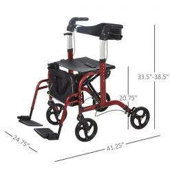Déambulateur à roulettes 2-en-1 pliable et rembourré Homcom rouge foncé avec sac de rangement 7 Déambulateur à roulettes 2-en-1 pliable et rembourré Homcom rouge foncé avec sac de rangement -HOMCOM Soldes 2022 330936412 AlternateImage2 l