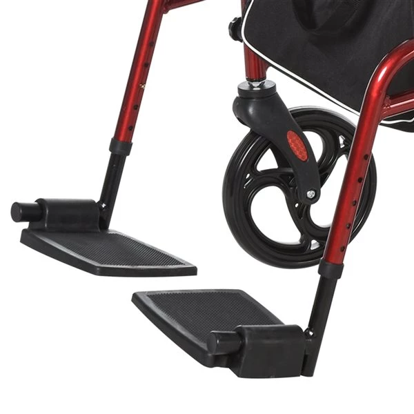 Déambulateur à roulettes 2-en-1 pliable et rembourré Homcom rouge foncé avec sac de rangement 4 Déambulateur à roulettes 2-en-1 pliable et rembourré Homcom rouge foncé avec sac de rangement – Image 4