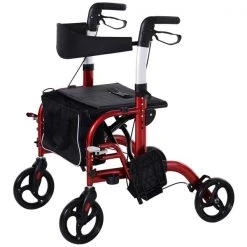 Déambulateur à roulettes 2-en-1 pliable et rembourré Homcom rouge foncé avec sac de rangement 9 Déambulateur à roulettes 2-en-1 pliable et rembourré Homcom rouge foncé avec sac de rangement -HOMCOM Soldes 2022 330936412 AlternateImage4 l