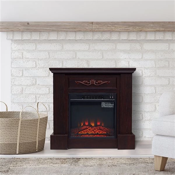 Foyer électrique autoportant brun à DEL par HomCom de 32 po l. 2 Foyer électrique autoportant brun à DEL par HomCom de 32 po l. – Image 2