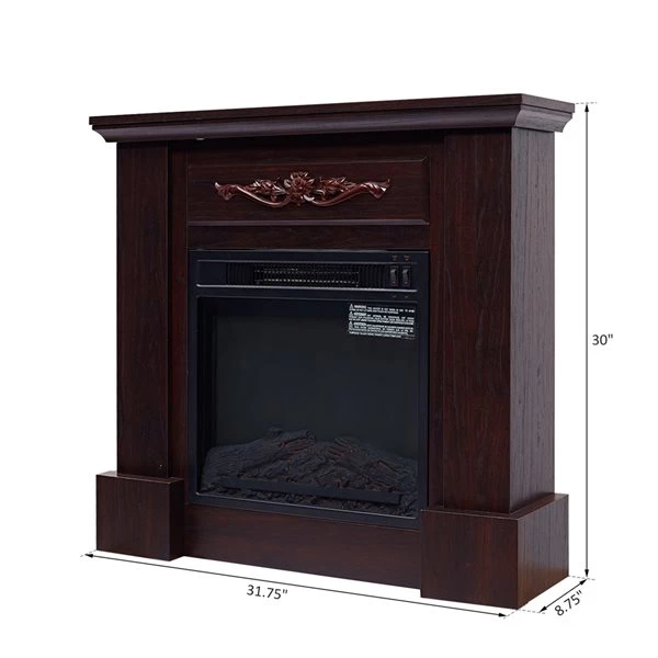 Foyer électrique autoportant brun à DEL par HomCom de 32 po l. 3 Foyer électrique autoportant brun à DEL par HomCom de 32 po l. – Image 3