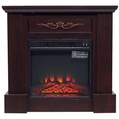 Foyer électrique autoportant brun à DEL par HomCom de 32 po l.