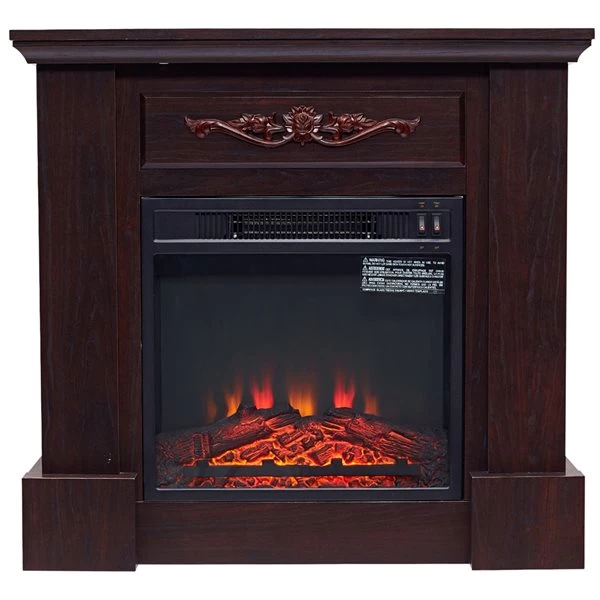 Foyer électrique autoportant brun à DEL par HomCom de 32 po l. 1 Foyer électrique autoportant brun à DEL par HomCom de 32 po l.