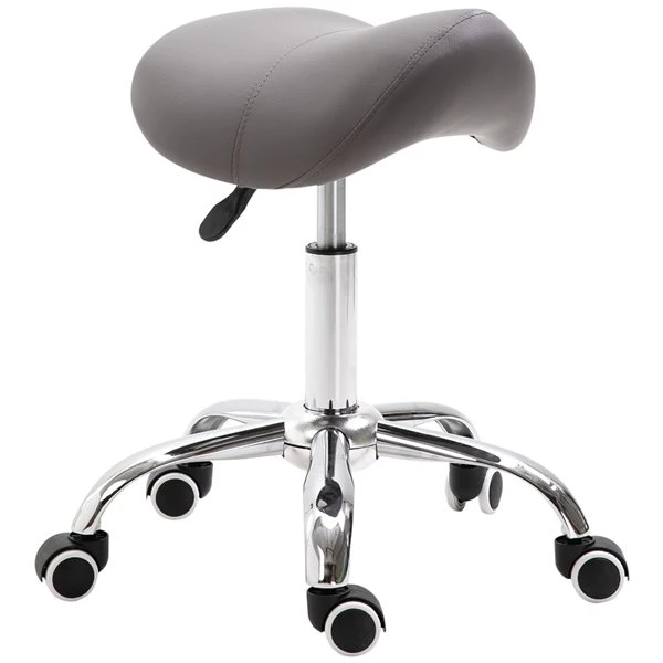 Tabouret à roulettes moderne HomCom en similicuir gris 1 Tabouret à roulettes moderne HomCom en similicuir gris