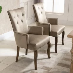 Chaise d'appoint contemporaine rembourrée par HomCom en polyester kaki avec cadre en bois, ensemble de 2 -HOMCOM Soldes 2022 330936416 AlternateImage3 l