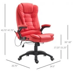 Chaise de bureau ergonomique contemporaine HomCom rouge pivotante à hauteur réglable avec fonction de massage -HOMCOM Soldes 2022 330936418 AlternateImage2 l