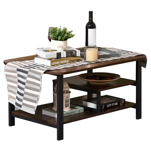 Table basse en composite brun par HomCom à 3 niveaux 5 Table basse en composite brun par HomCom à 3 niveaux – Image 5