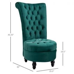 Fauteuil d'appoint à dossier haut rétro HomCom en velours vert foncé -HOMCOM Soldes 2022 330936428 AlternateImage2 l