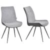 Chaise d'appoint en polyester gris par HomCom contemporaine et rembourrée avec cadre en métal, ensemble de 2