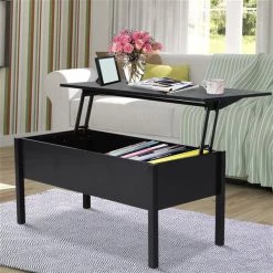 Table basse en composite noir par HomCom avec plateau relevable 7 Table basse en composite noir par HomCom avec plateau relevable -HOMCOM Soldes 2022 330936436 AlternateImage2 l