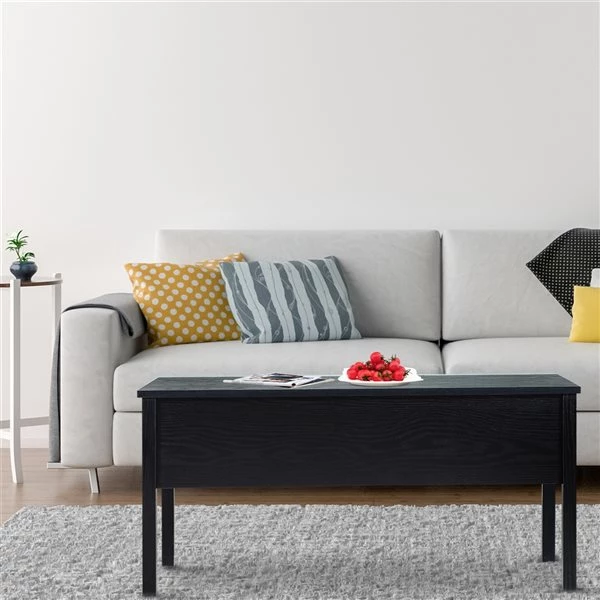 Table basse en composite noir par HomCom avec plateau relevable 4 Table basse en composite noir par HomCom avec plateau relevable – Image 4