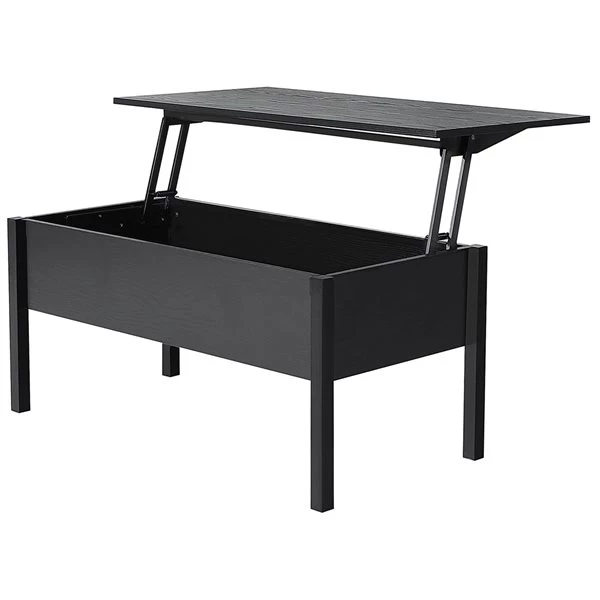 Table basse en composite noir par HomCom avec plateau relevable 1 Table basse en composite noir par HomCom avec plateau relevable