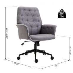 Chaise de bureau contemporaine HomCom grise pivotante à hauteur réglable -HOMCOM Soldes 2022 330936439 AlternateImage2 l