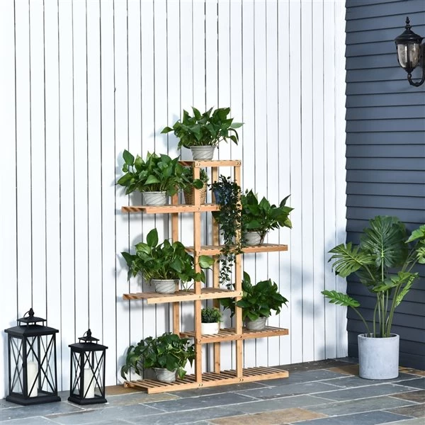 Étagère de rangement moderne à 6 niveaux Homcom de 52 po x 38 1/2 po en bambou 4 Étagère de rangement moderne à 6 niveaux Homcom de 52 po x 38 1/2 po en bambou – Image 4