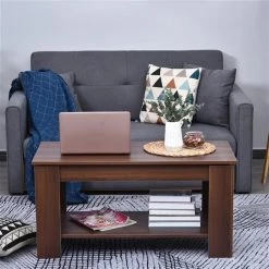 Table basse avec plateau relevable par HomCom en composite brun 8 Table basse avec plateau relevable par HomCom en composite brun -HOMCOM Soldes 2022 330936455 AlternateImage3 l