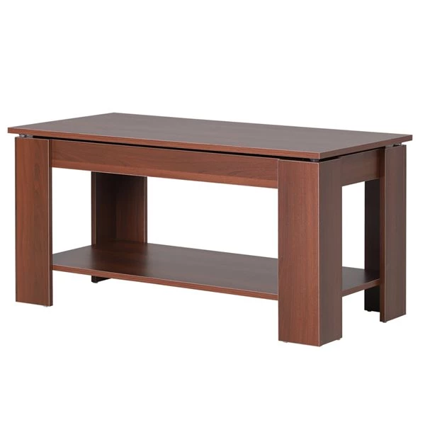 Table basse avec plateau relevable par HomCom en composite brun 1 Table basse avec plateau relevable par HomCom en composite brun