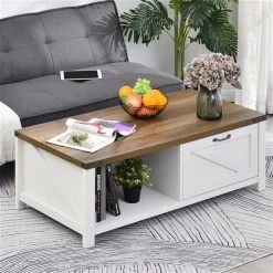Table basse en composite blanc par HomCom avec tiroir -HOMCOM Soldes 2022 330936467 AlternateImage2 l