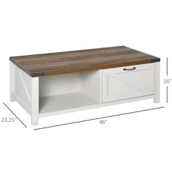 Table basse en composite blanc par HomCom avec tiroir -HOMCOM Soldes 2022 330936467 AlternateImage4 l