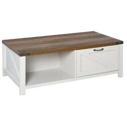 Table basse en composite blanc par HomCom avec tiroir