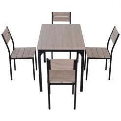 Ensemble de salle à manger bois foncé et noir par HomCom avec table rectangulaire -HOMCOM Soldes 2022 330936470 AlternateImage4 l