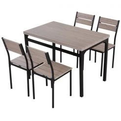 Ensemble de salle à manger bois foncé et noir par HomCom avec table rectangulaire