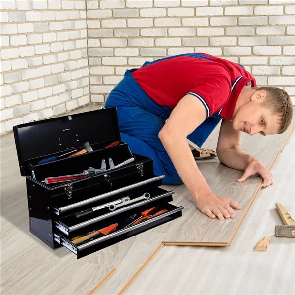 Coffre à outils en acier à 3 tiroirs par HomCom de 21 po l. x 11 po h. 2 Coffre à outils en acier à 3 tiroirs par HomCom de 21 po l. x 11 po h. – Image 2