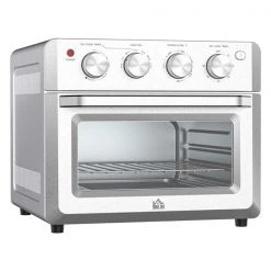 Four grille-pain argent à convection de 1 550 W par HomCom pour 4 tranches