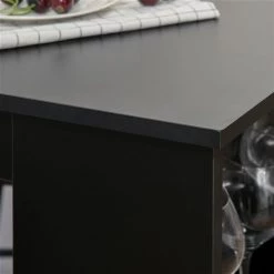 Table haute rectangulaire noire Homcom en bois avec étagères de rangement 8 Table haute rectangulaire noire Homcom en bois avec étagères de rangement -HOMCOM Soldes 2022 330936479 AlternateImage3 l