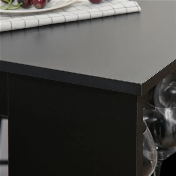 Table haute rectangulaire noire Homcom en bois avec étagères de rangement 4 Table haute rectangulaire noire Homcom en bois avec étagères de rangement – Image 4