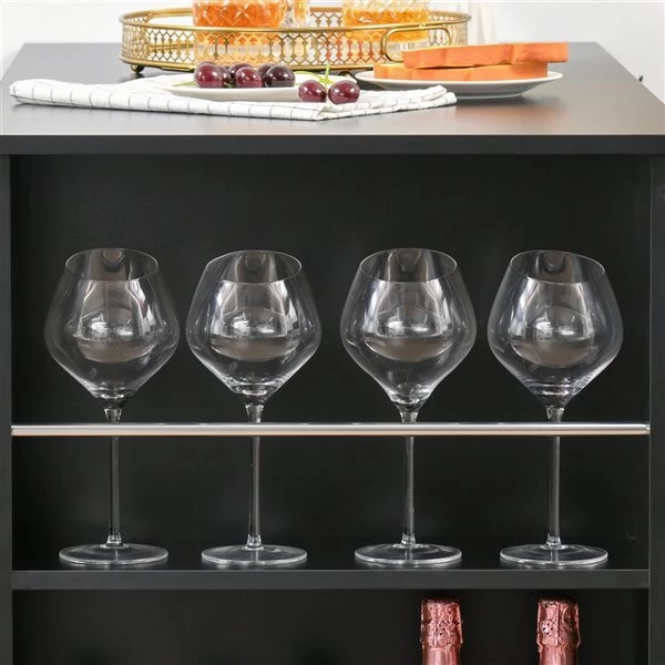 Table haute rectangulaire noire Homcom en bois avec étagères de rangement 5 Table haute rectangulaire noire Homcom en bois avec étagères de rangement – Image 5