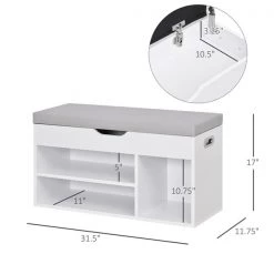 Banc de rangement moderne pour chaussures HomCom gris et blanc -HOMCOM Soldes 2022 330936483 AlternateImage2 l