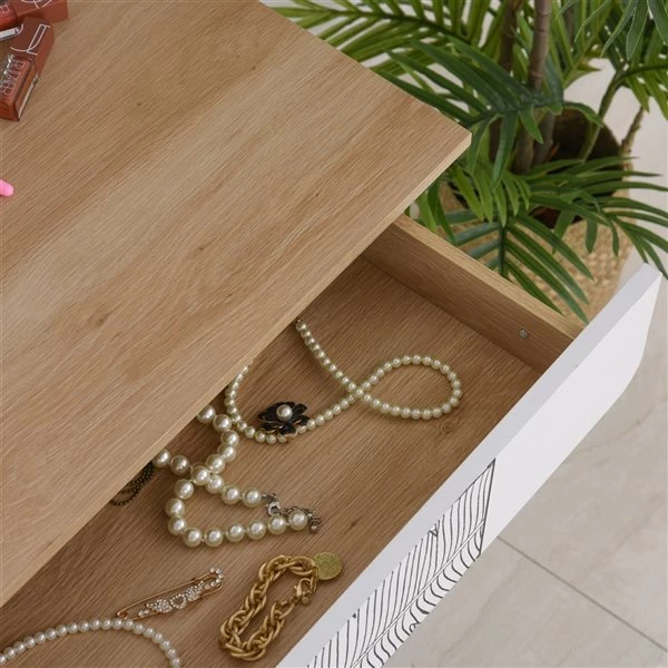 Coiffeuse de 27,5 po par HomCom, chêne 4 Coiffeuse de 27,5 po par HomCom, chêne – Image 4