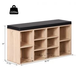 Banc de rangement pour chaussures moderne HomCom noir et brun pâle -HOMCOM Soldes 2022 330936493 AlternateImage2 l
