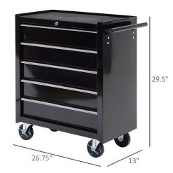 Armoire à outils noire à 5 tiroirs Homcom de 29 1/2 po x 26 3/4 po avec roulettes -HOMCOM Soldes 2022 330936497 AlternateImage2 l
