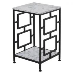 Table pour canapé HomCom carrée en bois, noir et blanc