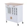 Chariot de cuisine HomCom avec base en bois blanc et dessus en bois de bambou de 15,75 po x 29,92 po x 34,65 po