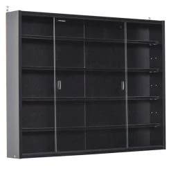 Armoire vitrée à 10 compartiments par HomCom à installation murale avec portes en verre, noir