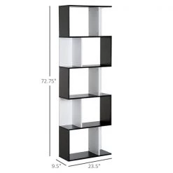 Bibliothèque en bois blanc et noir par HomCom à 5 tablettes -HOMCOM Soldes 2022 330936515 AlternateImage2 l