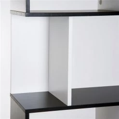 Bibliothèque en bois blanc et noir par HomCom à 5 tablettes -HOMCOM Soldes 2022 330936515 AlternateImage3 l
