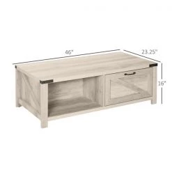 Table basse en composite chêne blanc par HomCom avec tiroir -HOMCOM Soldes 2022 330936520 AlternateImage2 l