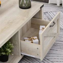 Table basse en composite chêne blanc par HomCom avec tiroir -HOMCOM Soldes 2022 330936520 AlternateImage4 l