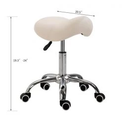 Tabouret à roulettes moderne HomCom en similicuir crème -HOMCOM Soldes 2022 330936521 AlternateImage2 l